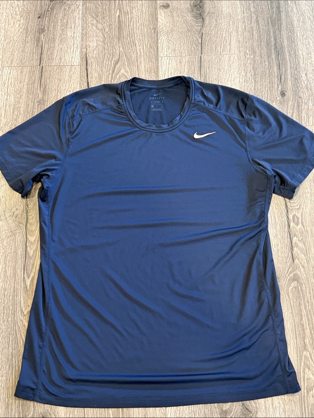 Nike Navy Blue Dri-FIT Athletic Tee with White Swoosh